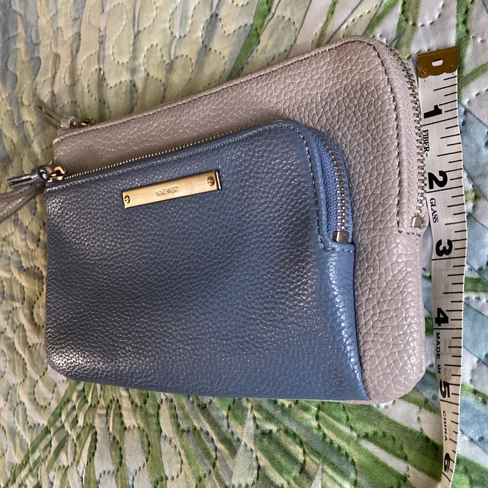 Nine West Double Pocket Color Block Wristlet Blue… - image 2